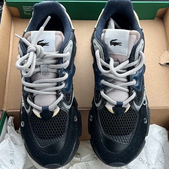 MEN'S LACOSTE L003 NEO TEXTILE CASUAL SHOES BLACK/NAVY/GREY SIZE 8.5 NEW - Picture 7 of 9